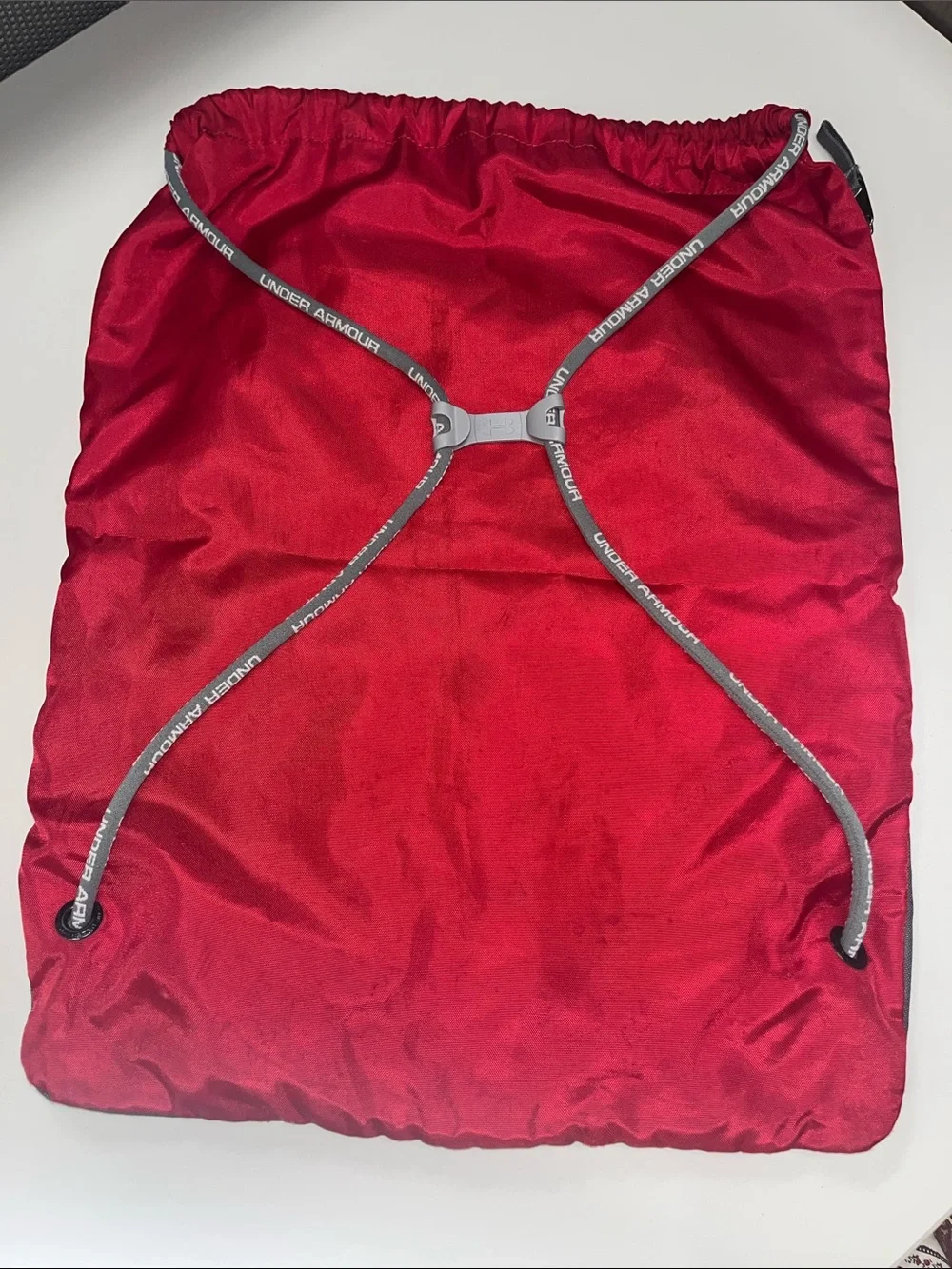Under Armour Red and Gray Men's Drawstring Backpack with Front & side Pockets